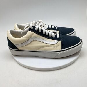 Vans Old Skool Mens 9 Blue Cream Athletic Skate Walking Shoes Sneakers 751505
